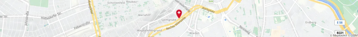 Kartendarstellung des Standorts für Apotheke Am Naschmarkt in 1060 Wien